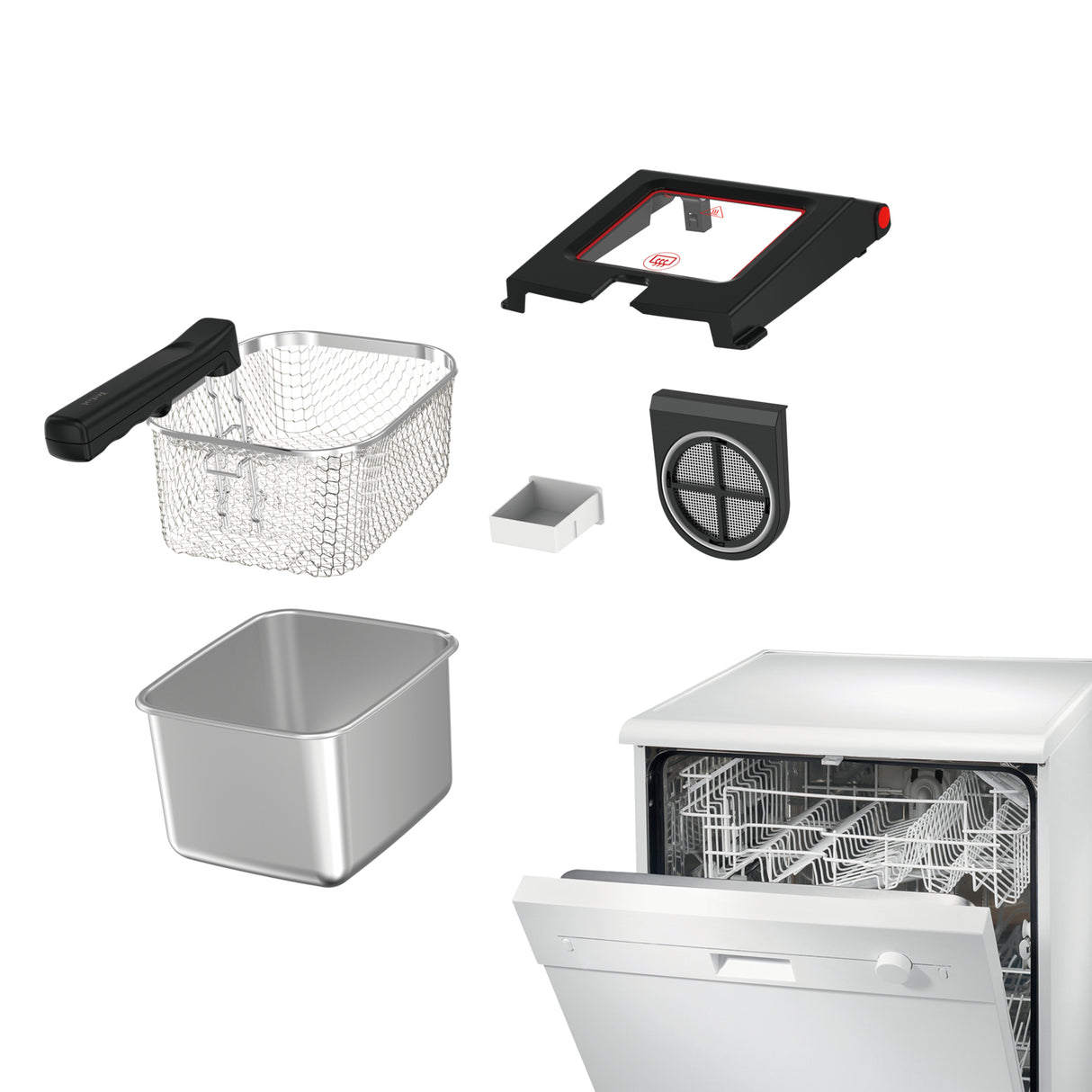 Tefal Clear Duo FR600D Enkelt 0,65 L Enkeltstående 2000 W Frituregryde Sort, Rustfrit stål