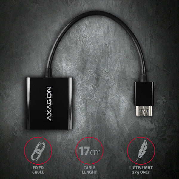 Axagon RVH-VGN videokabel adapter 0,15 m HDMI Type A (Standard) VGA (D-Sub) Sort