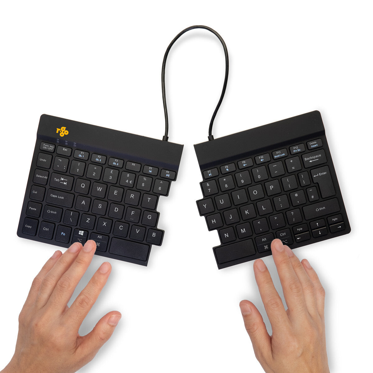 R-Go Tools Ergonomisch toetsenbord R-Go Split Break met pauzesoftware, gesplitst toetsenbord, QWERTY (UK), Bluetooth, zwart