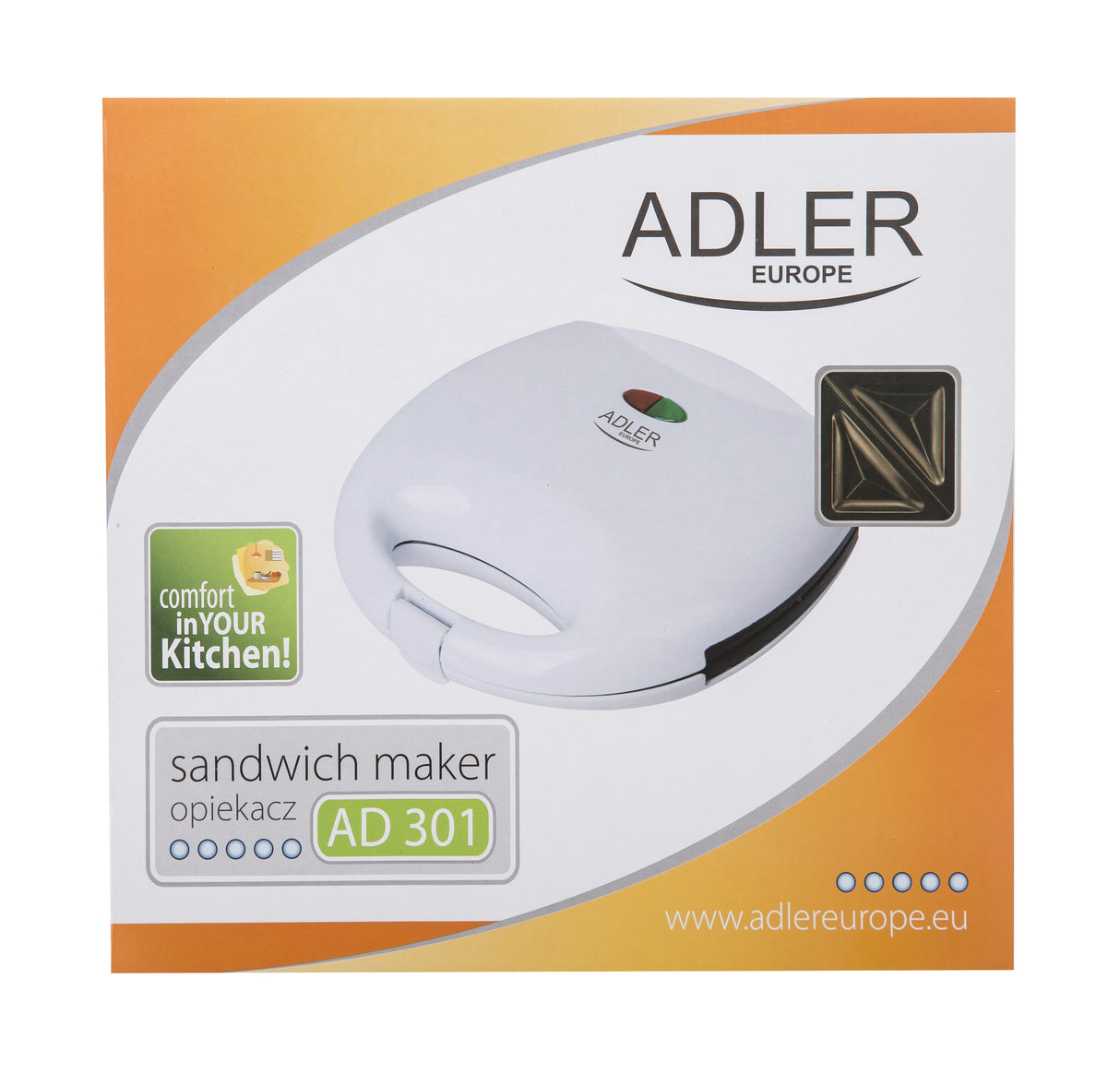 Adler AD 301 sandwichtoaster 750 W Hvid