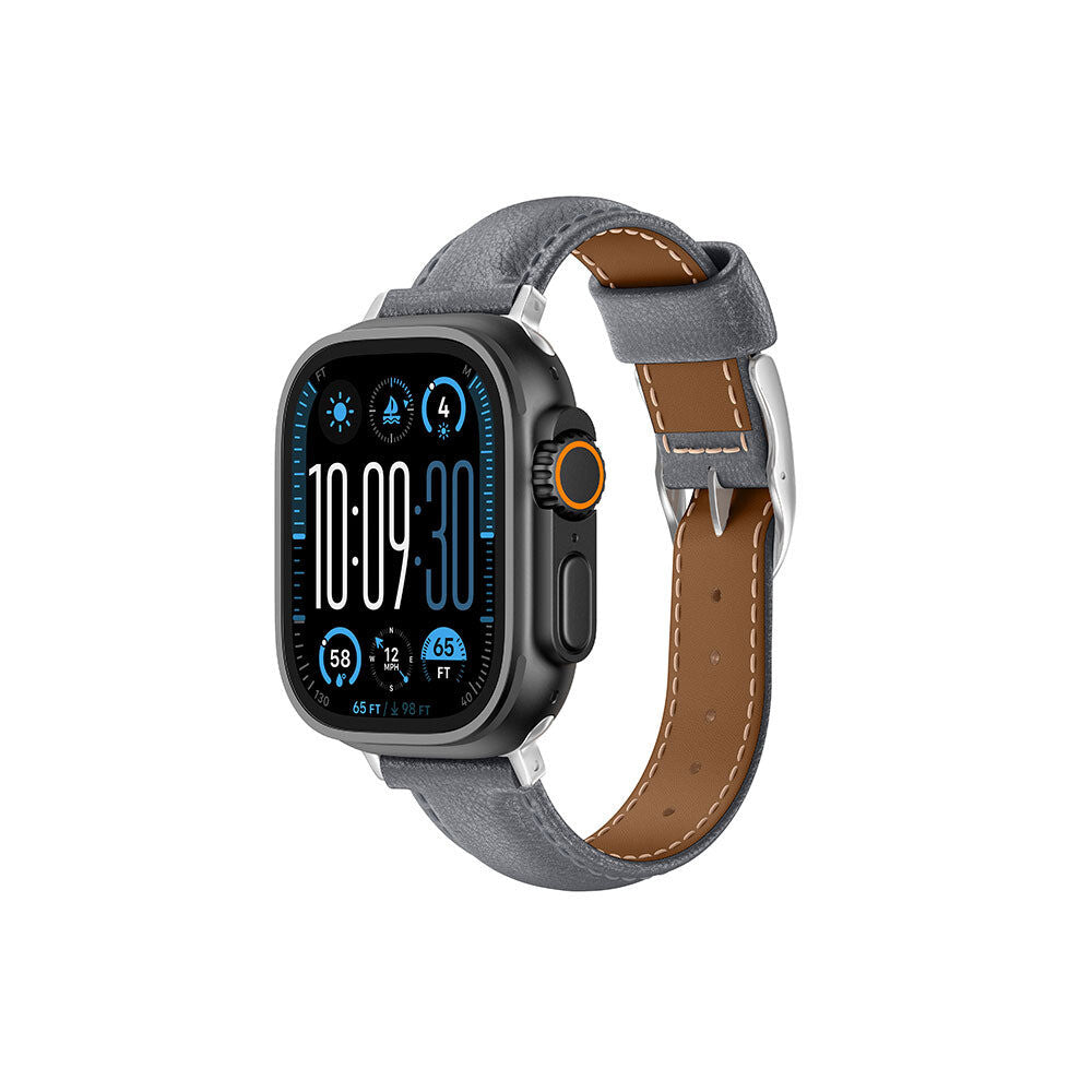 AmazingThing Class Band Læderrem til Apple Watch 45 / 46 / 49 mm - Grå