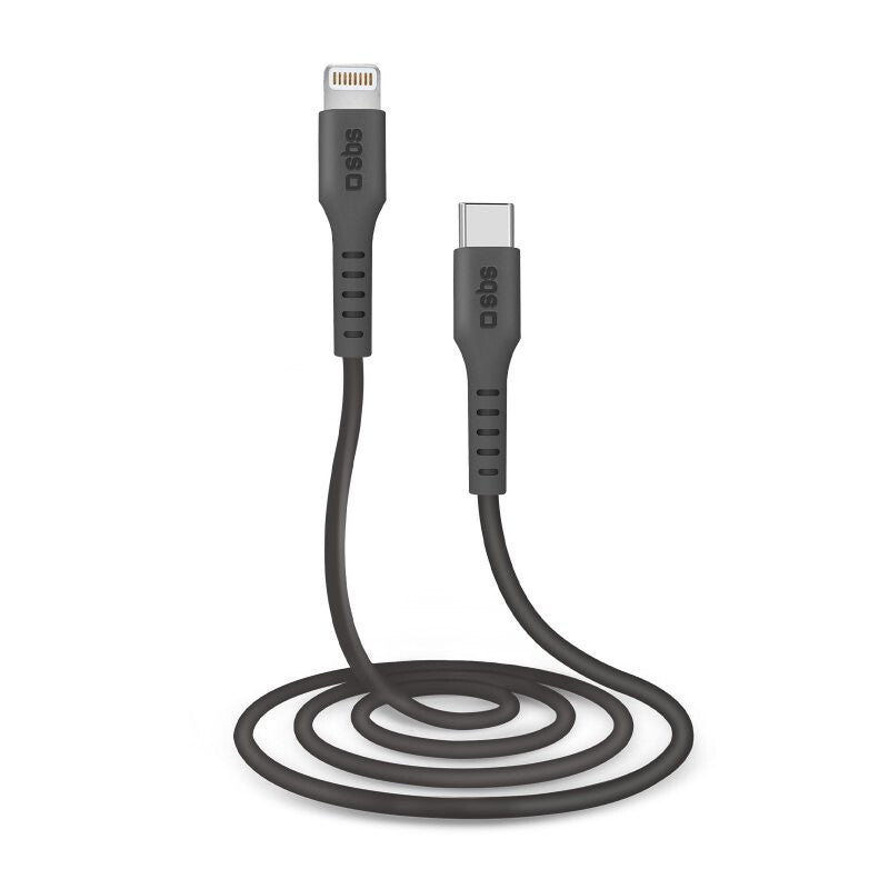 SBS TECABLELIGTC1K Lightning kabel 1 m Sort