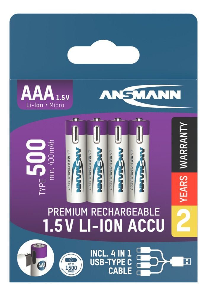 Ansmann 1311-0028 husholdningsbatteri Genopladeligt batteri AAA Lithium-Ion (Li-Ion)