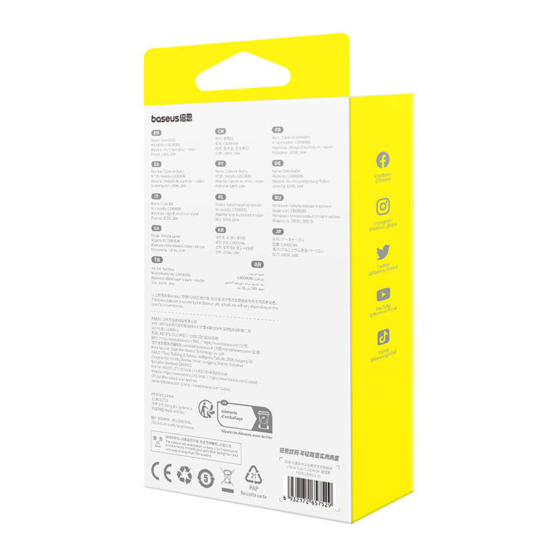 Opladningskabel Baseus Flash 2 USB til USB-C 100W, 2m (sort)