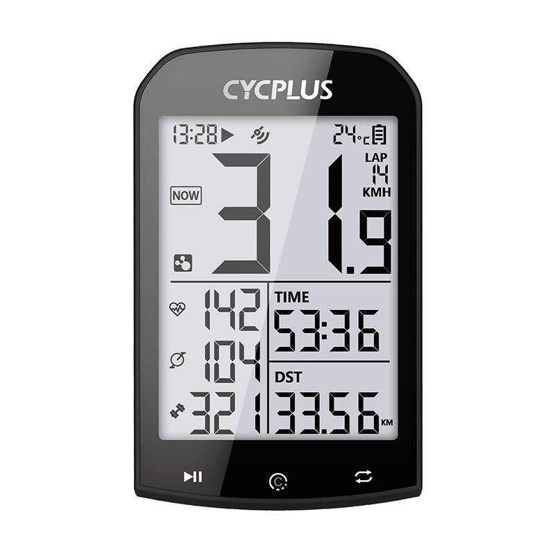 GPS cykelcomputer Cycplus M1 - kompatibel med Strava, Trainingpeaks osv.