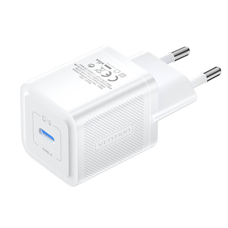 Vægladning, Vention, FEPW0-EU, USB-C, 20W, GaN (hvid)