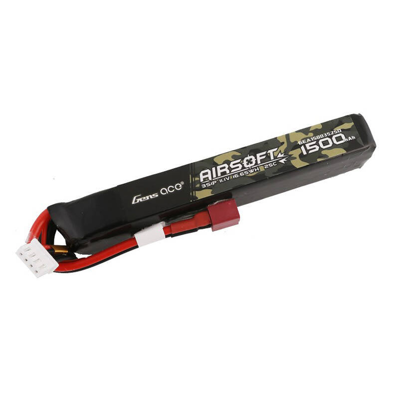 Gens ace 25C 1500mAh 3S1P 11.1V Airsoft Gun Lipo Batteri med T Plug