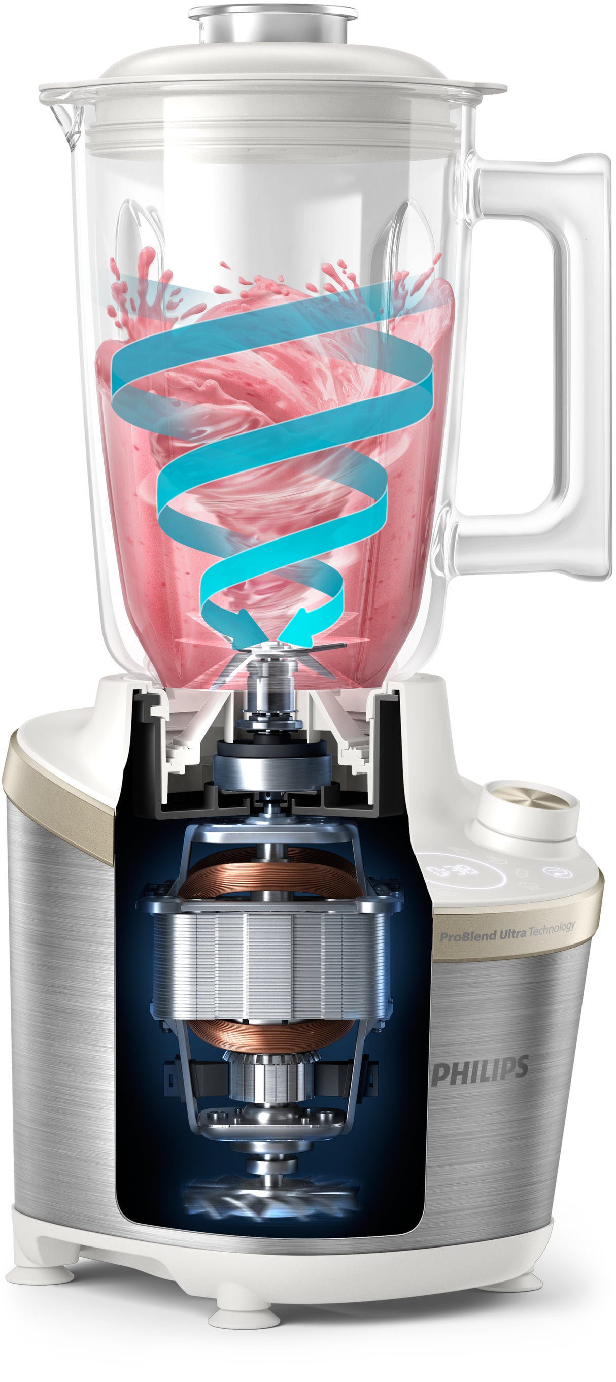 Philips 7000 series HR3760/01 blender 2 L Bordplade blender 1500 W Rustfrit stål, Hvid