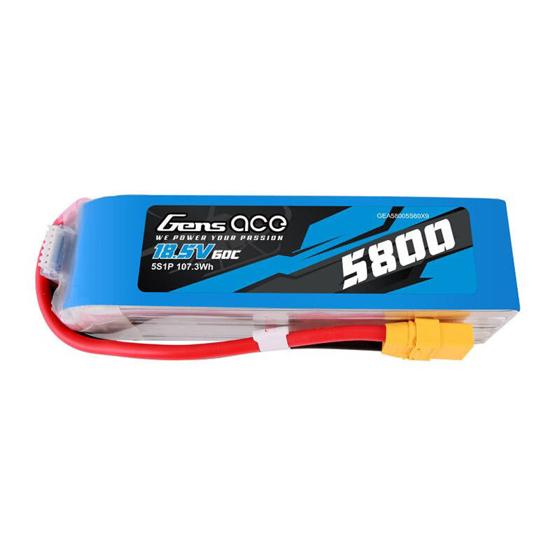 Gens ace 5800mAh 60C 18,5V 5S1P Lipo Batteri Pack med XT90 stik