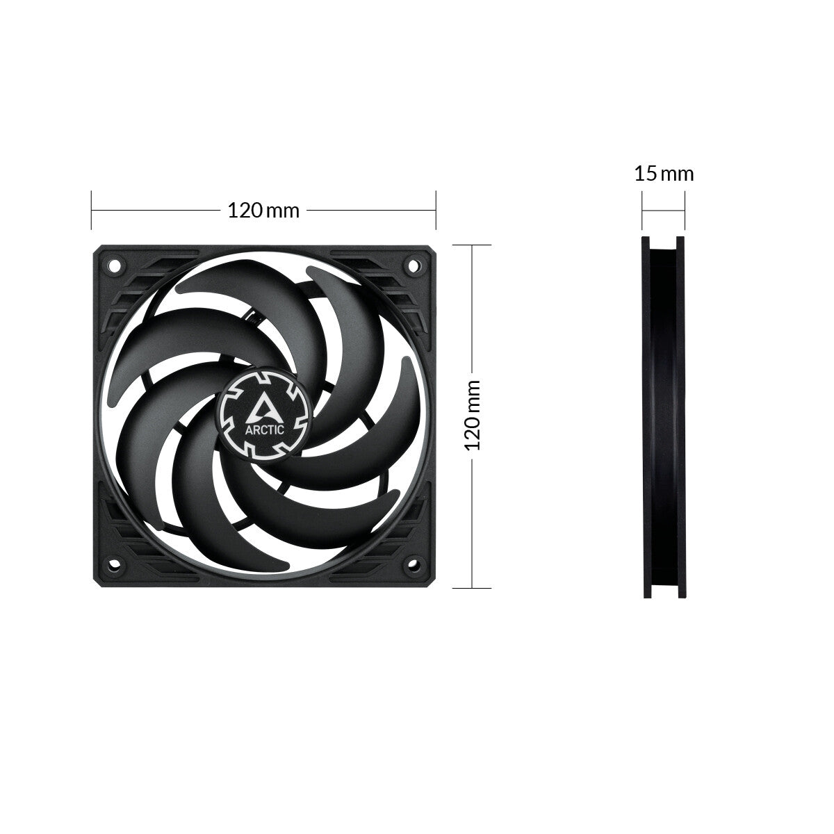 ARCTIC P12 Slim PWM PST Computerkabinet Ventilator 12 cm Sort 1 stk