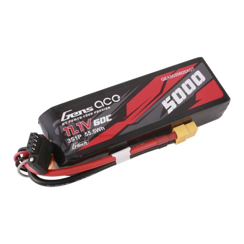 Gens ace G-Tech 5000mAh 11.1V 60C 3S1P Lipo Med XT60 Plug
