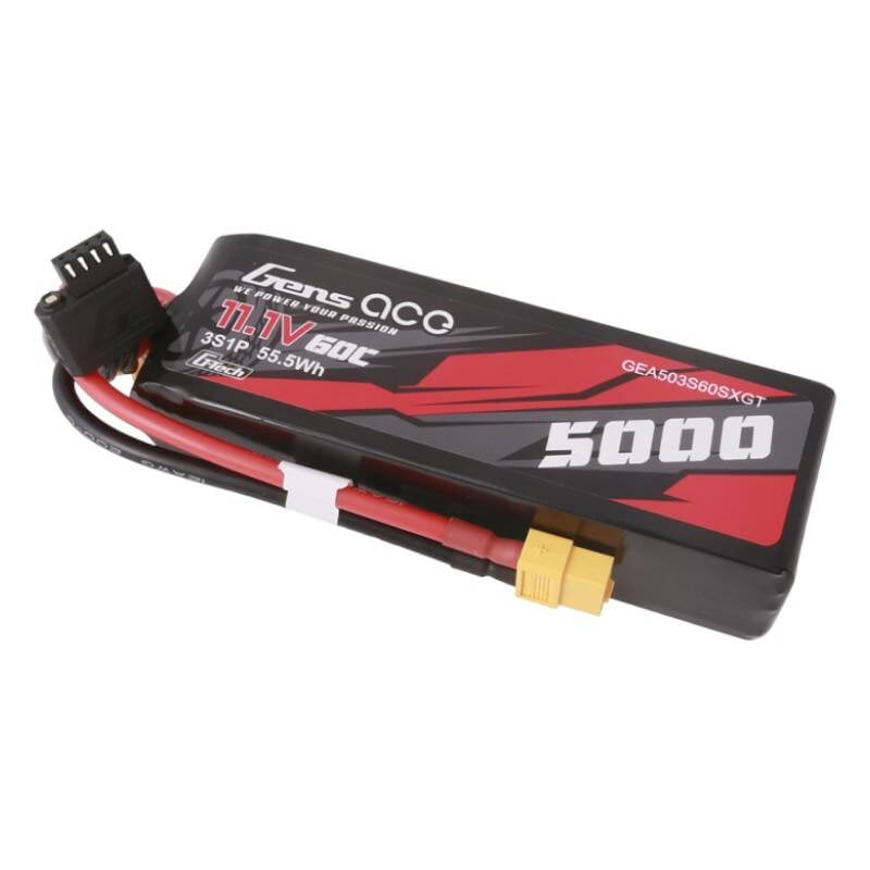 Gens ace G-Tech 5000mAh 11.1V 60C 3S1P Kort størrelse Lipo med XT60 Plug