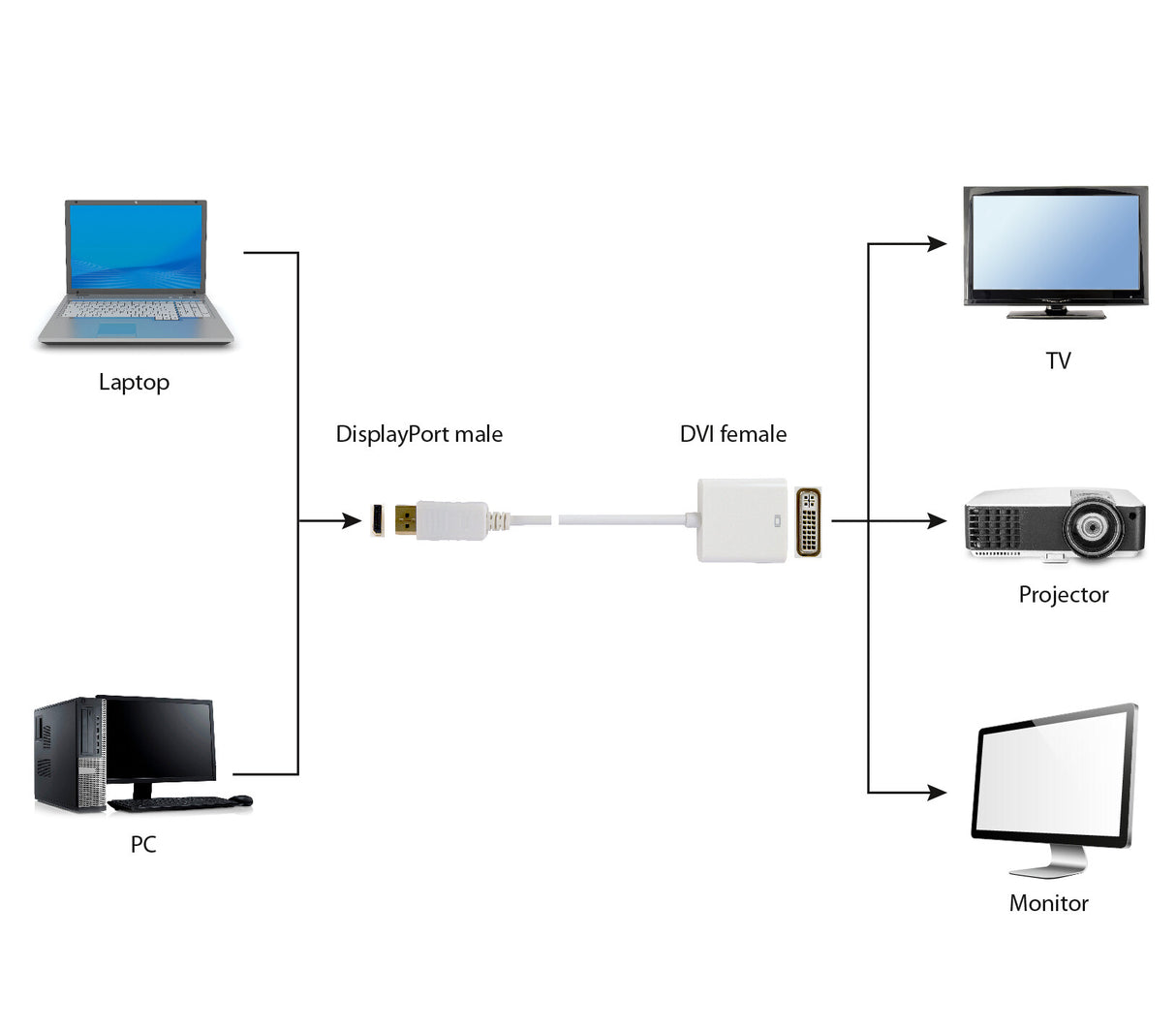 Gembird A-DPM-DVIF-002-W videokabel adapter 0,1 m DisplayPort DVI Hvid