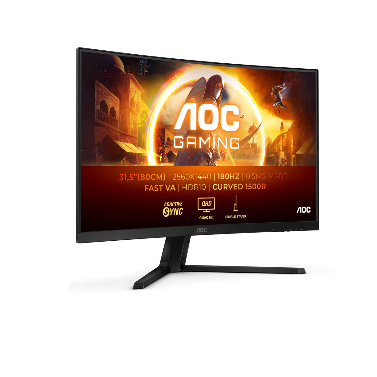 AOC G4 CQ32G4VE computerskærm 81,3 cm (32") 2560 x 1440 pixel Quad HD LCD Sort, Grå