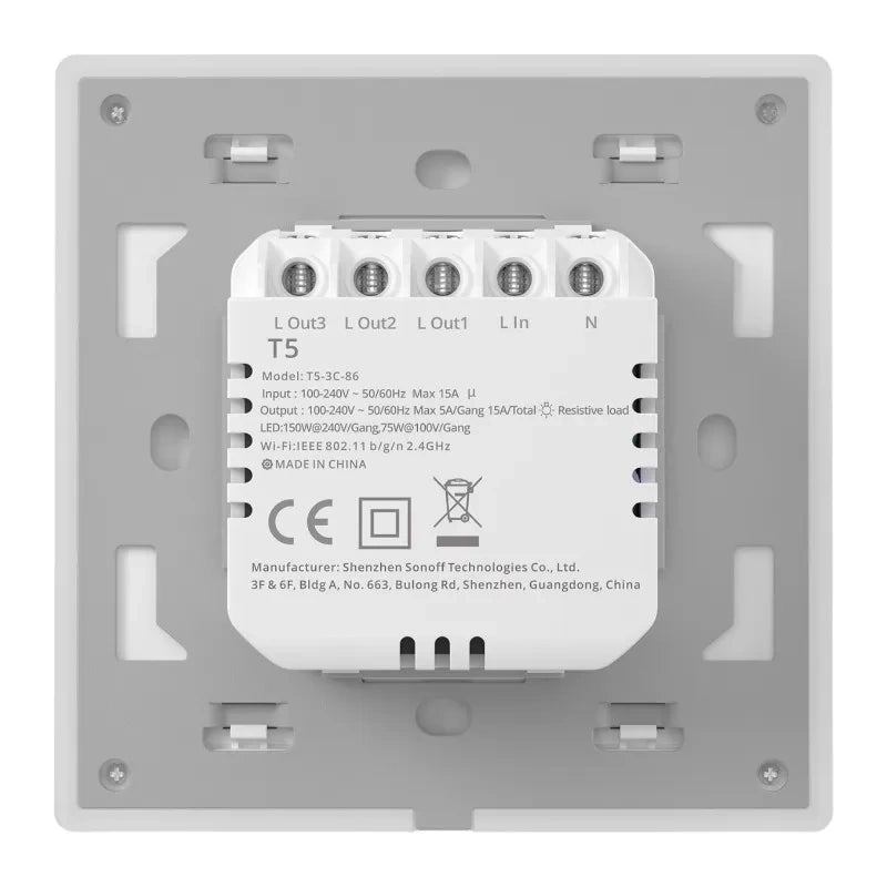 Smart WiFi Touch Wall Switch Sonoff TX T5 3C (3-kanal)