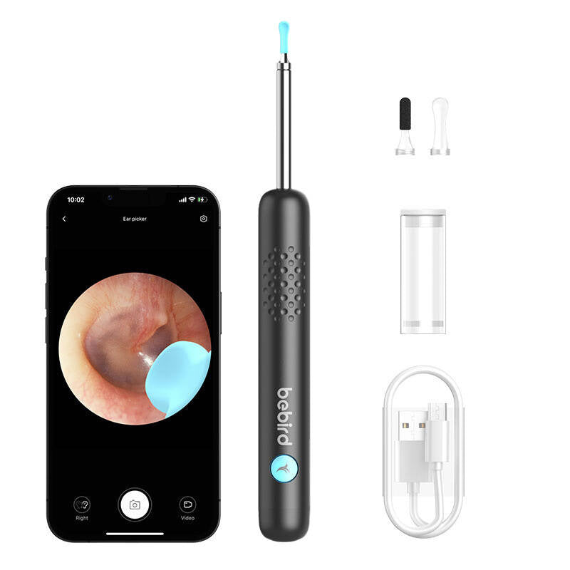 Smart visuel øre-rensestang Bebird R1 sort