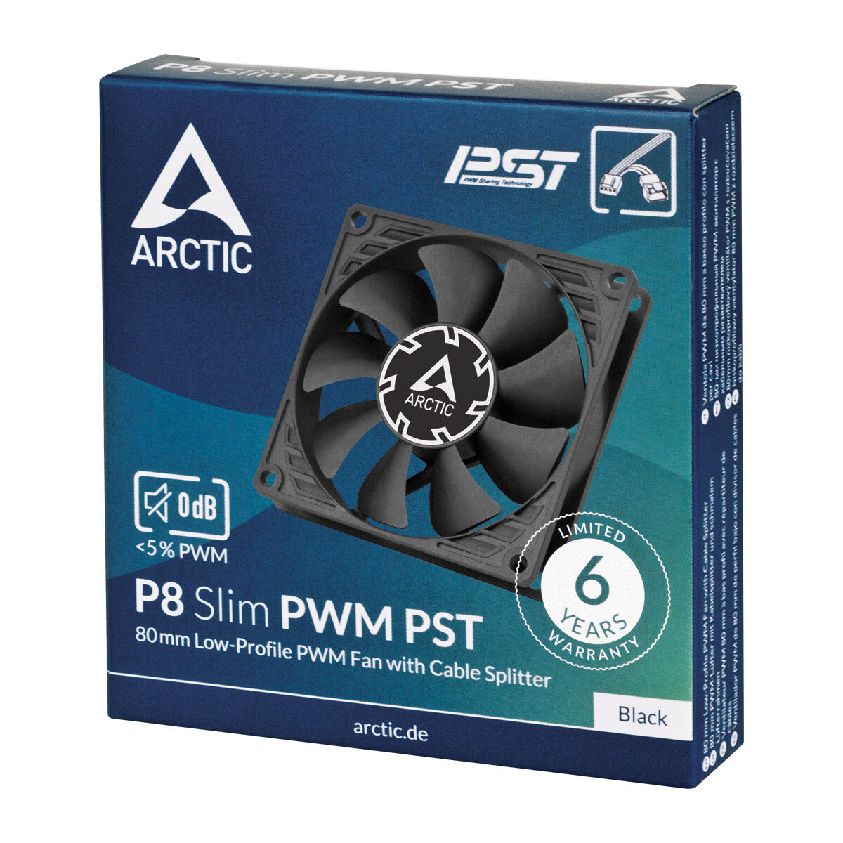ARCTIC P8 Slim PWM PST Computerkabinet Ventilator 8 cm Sort 1 stk