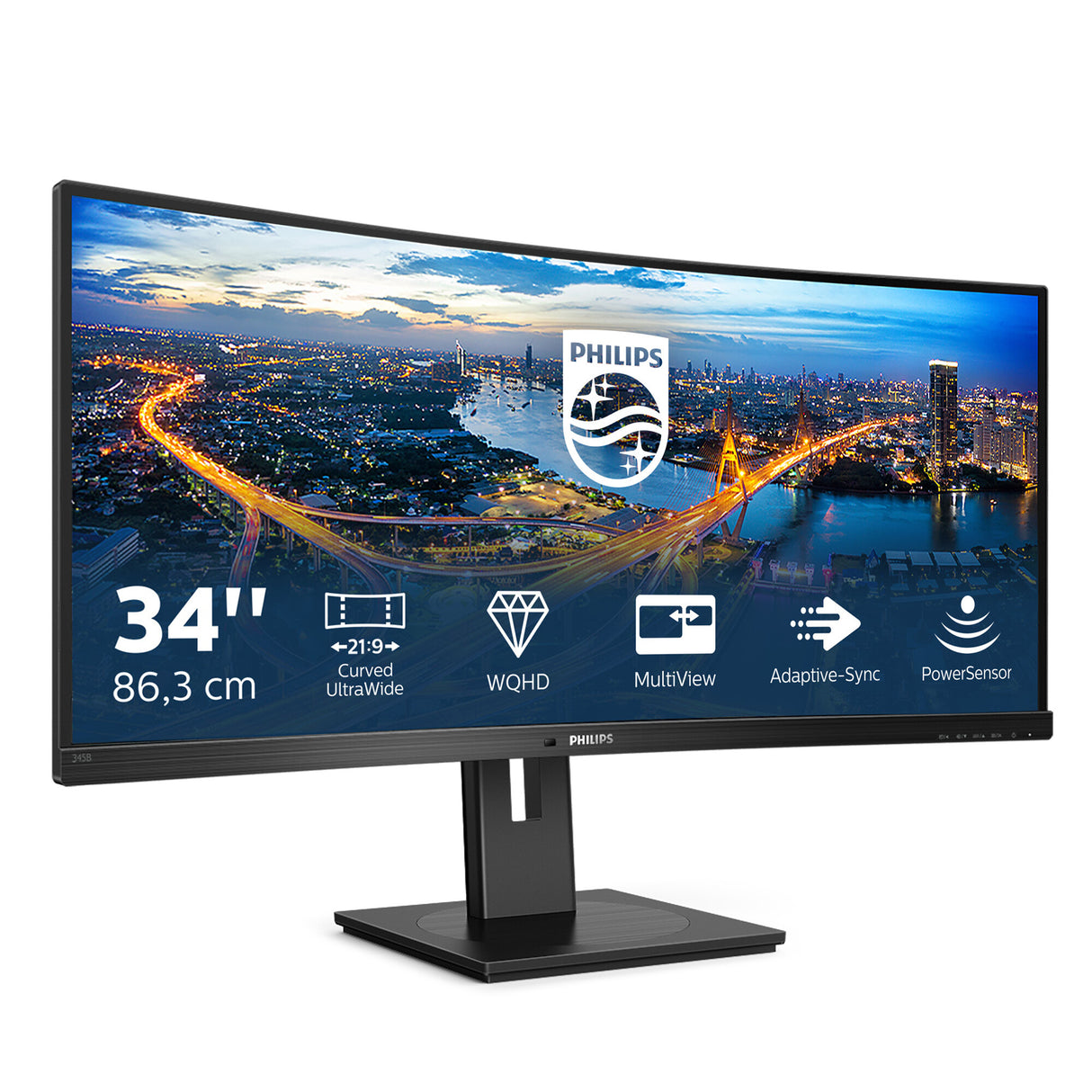 Philips B Line 345B1C/00 computerskærm 86,4 cm (34") 3440 x 1440 pixel Quad HD LCD Sort