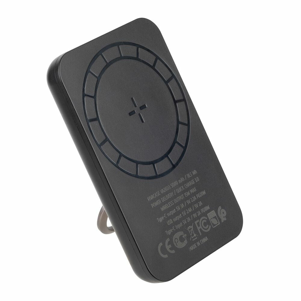 Rivacase VA2603 powerbank Lithium polymer (LiPo) 5000 mAh Trådløs opladning Sort