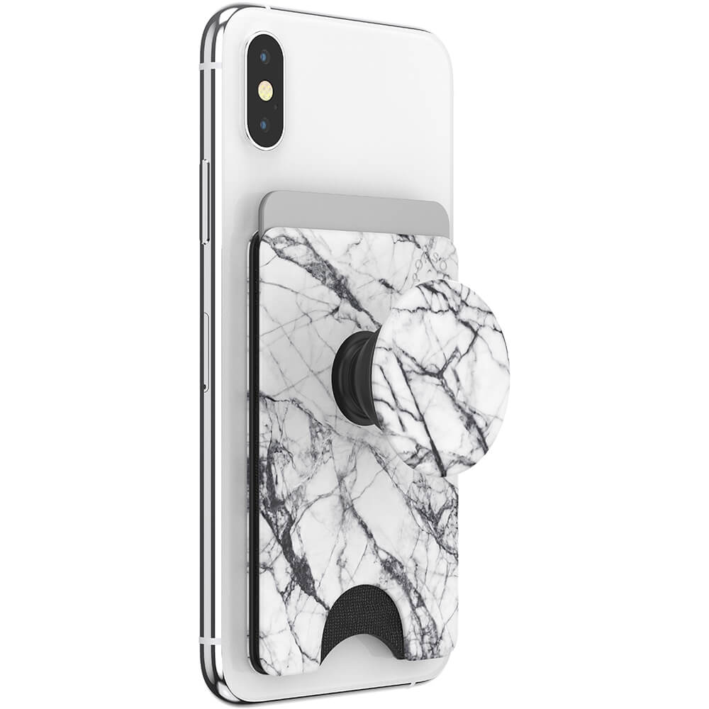 POPSOCKETS Wallet Dove White Marble Aftagelig Mobil Wallet PopWallet+