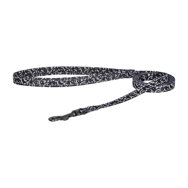 Dogs walking set leash 1,5m+harness til hunde (sort og hvidt)