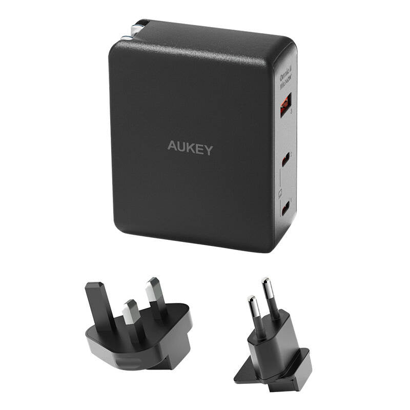 Væglader Aukey PA-B7O, 1xUSB-A, 2xUSB-C, 140W GaN (sort)