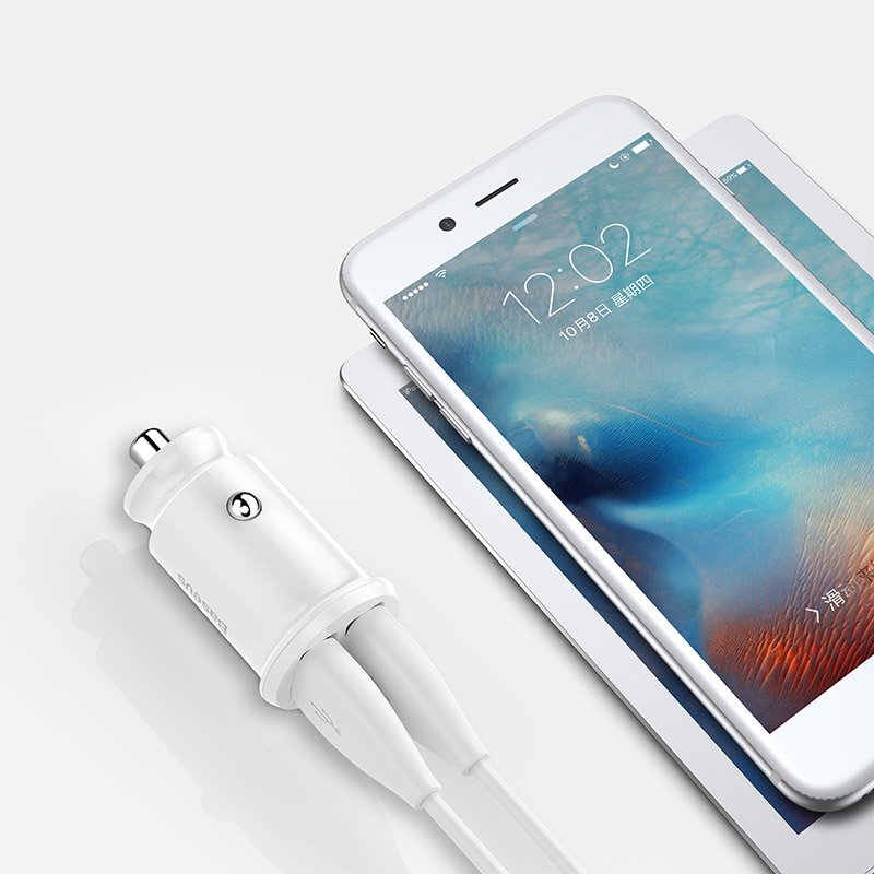 Baseus Grain Car Charger CCALL-ML02 mini charger 2x USB-A 3.1A - white