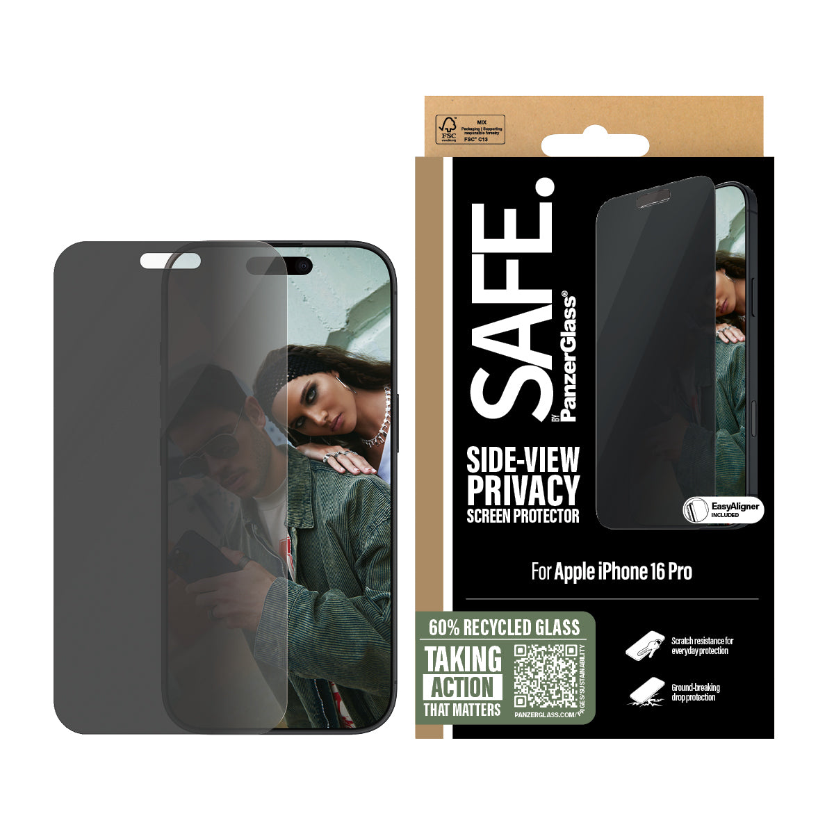 SAFE. Privacy by PanzerGlass Apple iPhone 16 Pro 6.3 | Ultra-Wide Fit