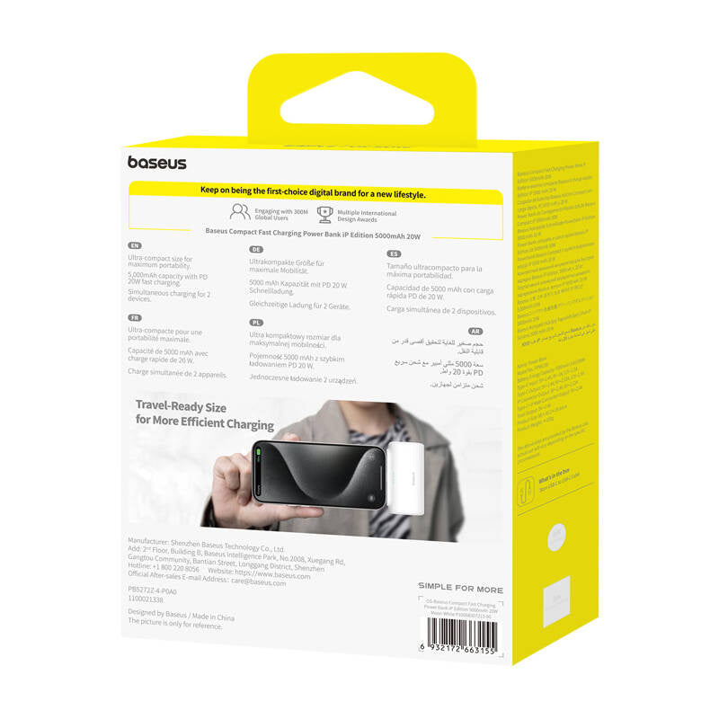Powerbank OS-Baseus Compact IP 5000mAh 20W (hvid)
