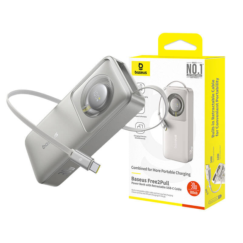 Powerbank Baseus OS Free2Pull 10000mAh 30W + kabel (grå)