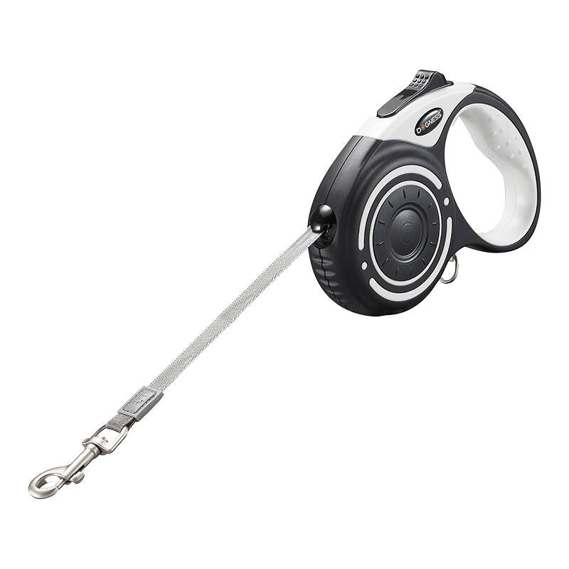 Automatisk snor 5 m med lommelygte og taskebeholder og Dogness-tasker (grå)