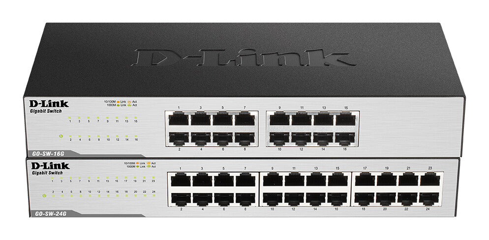 D-Link GO-SW-16G Ikke administreret L2 Gigabit Ethernet (10/100/1000) 1U Sort