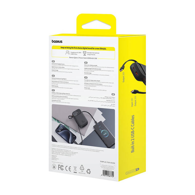 Powerbank Baseus QPow 2 10000mAh 30W 2xUSB-C (sort)