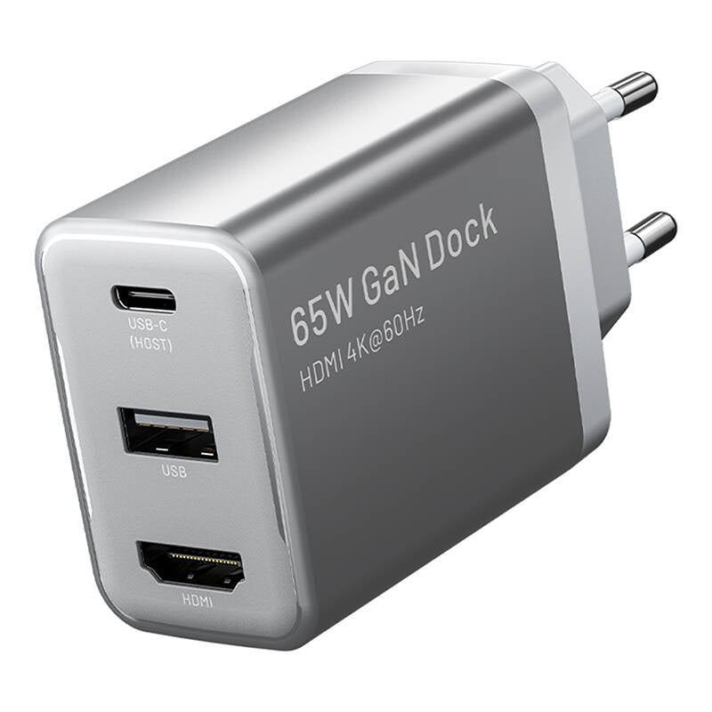 Vention FJAH0-EU USB ((C+A) + HDMI GaN-netoplader (60W/5W/4K@60Hz) (grå)