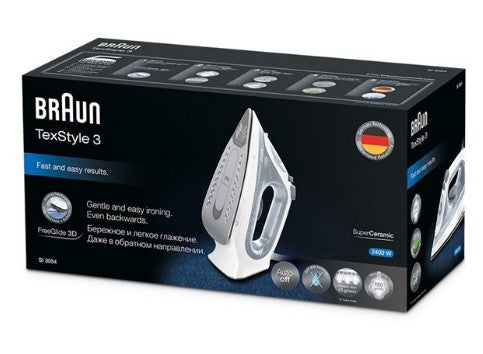 Braun TexStyle 3 SI 3054 GY Dampstrygejern 2400W Grå Hvid