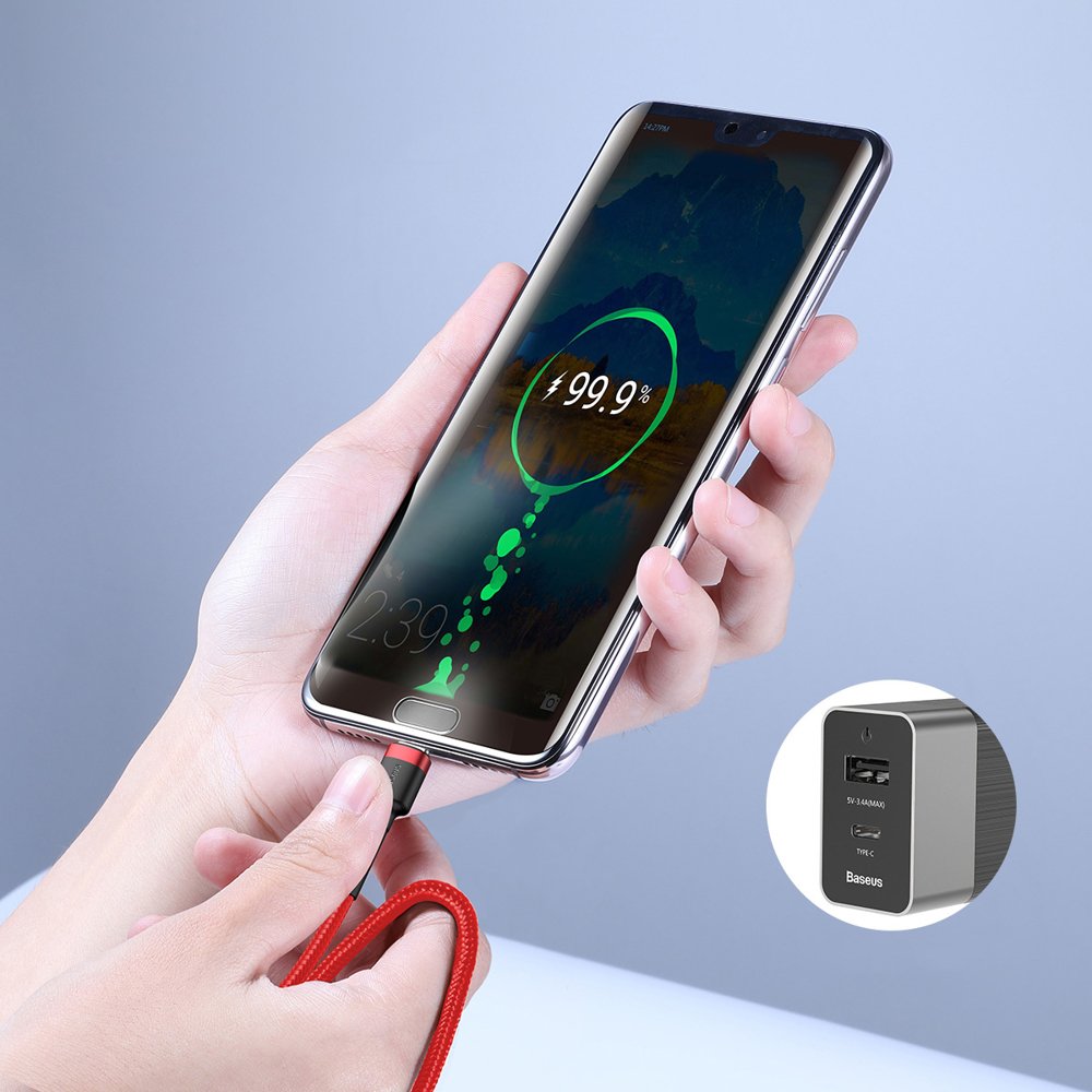 Baseus CATKLF-G09 USB-C - USB-C PD QC cable 60W 3A 480Mb/s 1m - red