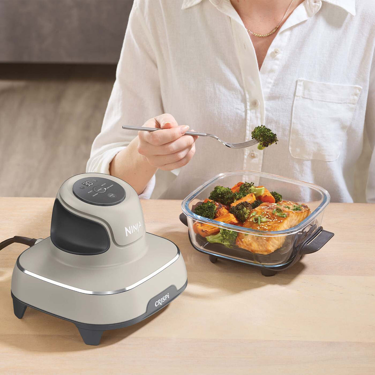 Ninja CRISPi Enkelt 4,5 L 1700 W Varmluftsteger Grå, Stenfarve, Transparent
