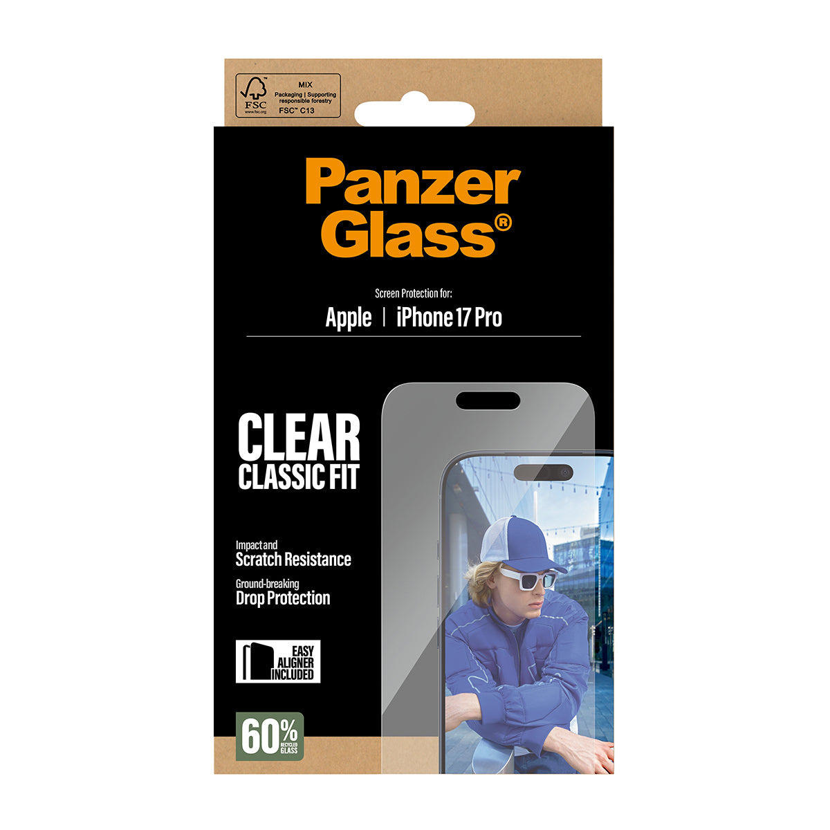 PanzerGlass ® Skærmbeskyttelse iPhone 17 Pro | Classic Fit m. EasyAligner