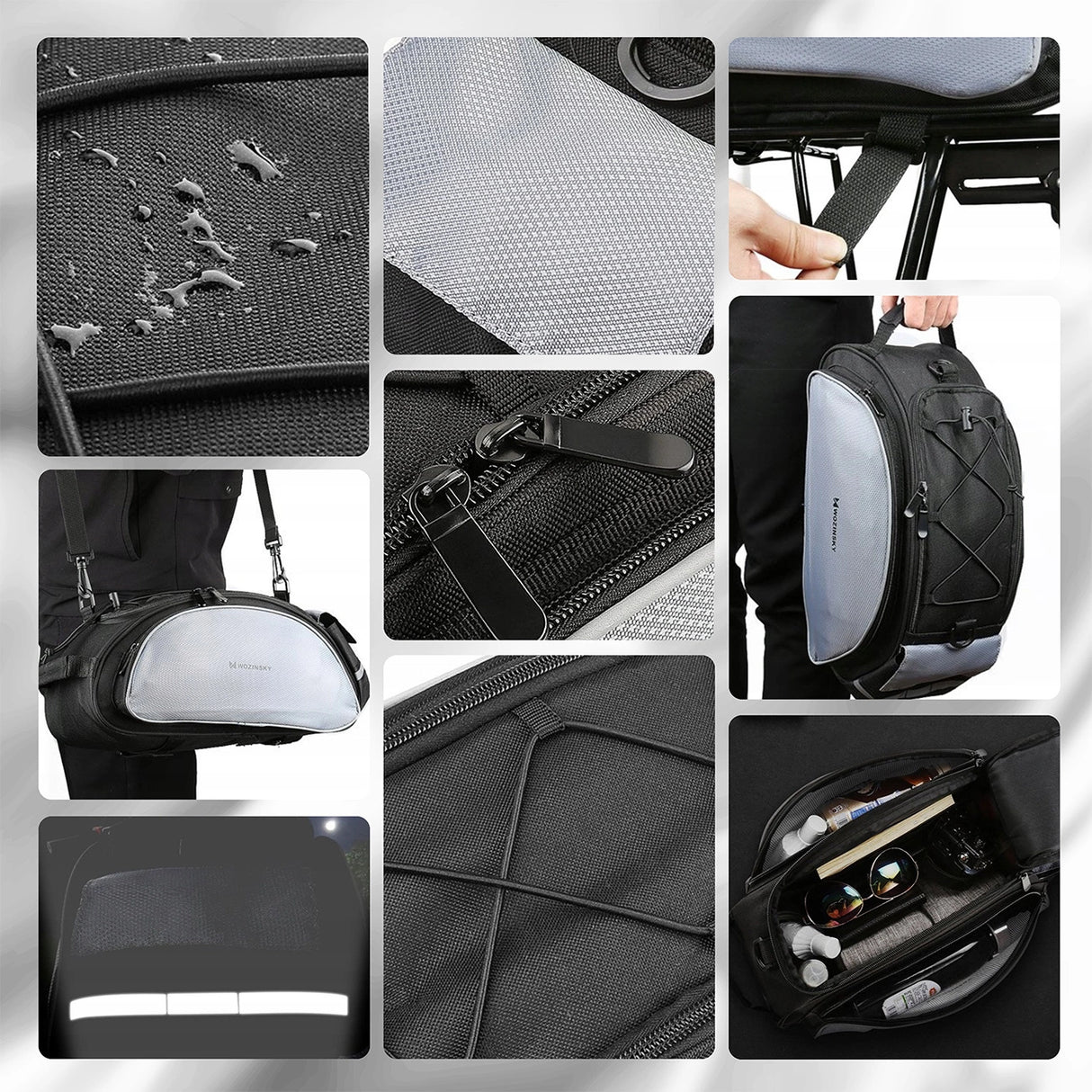 Wozinsky cykelbag med skulderrem 13l sort (WBB1BK)