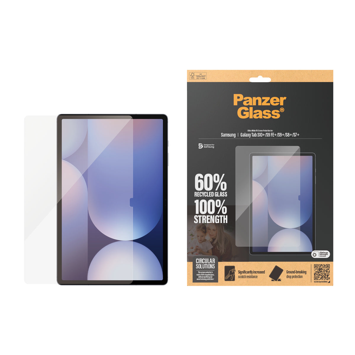 PanzerGlass ® Skærmbeskyttelse Samsung Galaxy Tab S7+ | S8+ | S9+ | S9 FE+ | S10+ | Ultra-Wide Fit