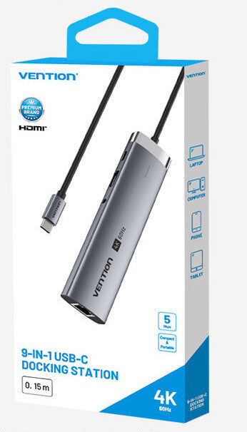 Vention TGVHB interface hub USB Type-C 5000 Mbit/s Grå