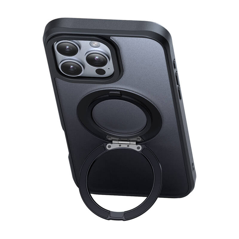 McDodo PC-4933 MagSafe-hylster til iPhone 16 Pro Max med stand (sort)