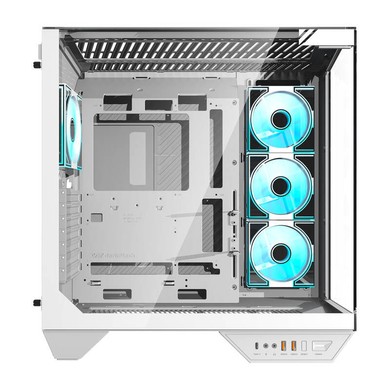 Darkflash DY470 computercase (hvid) + 4 ventilatorer