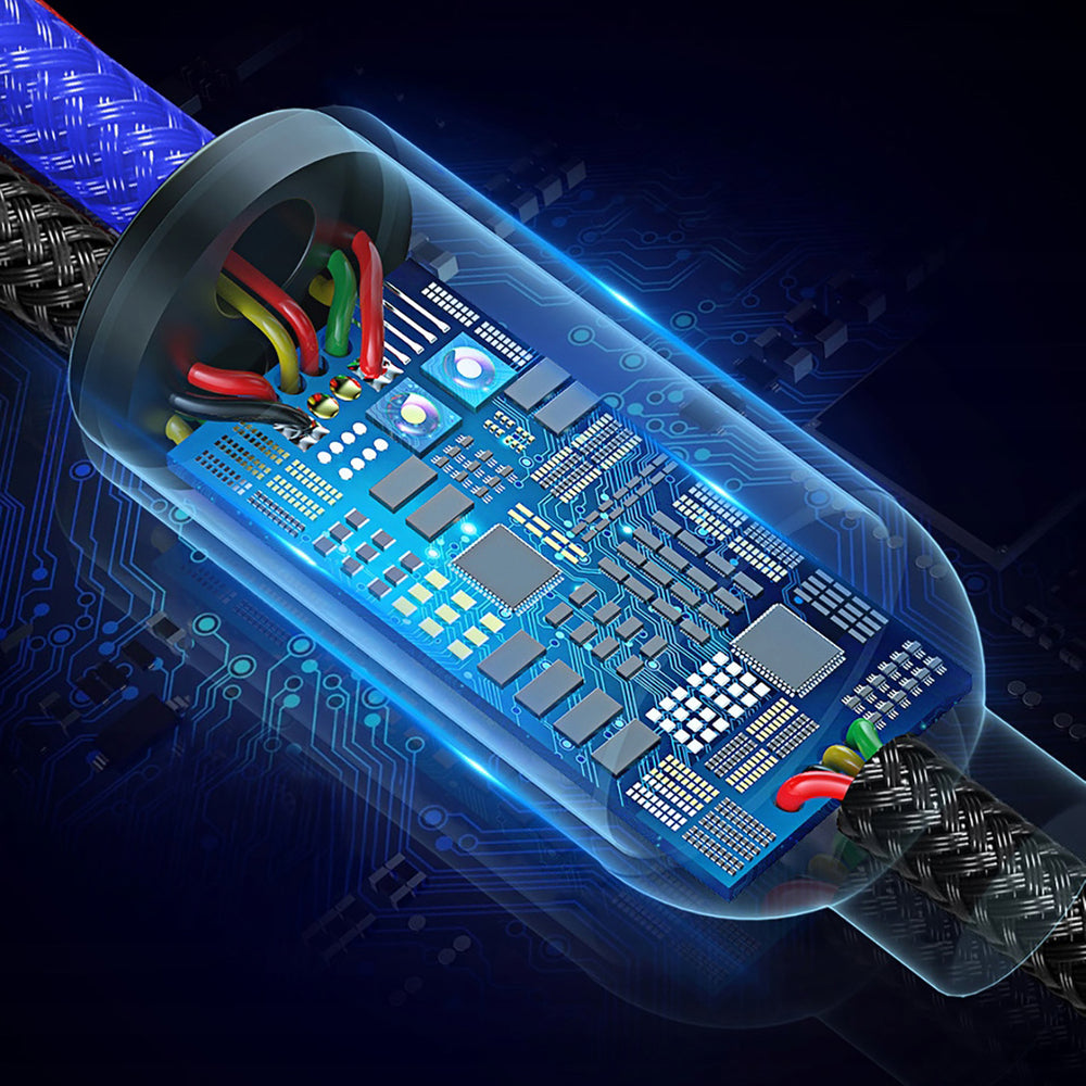 Baseus Tre Primærfarver 3in1 USB-A - mikro USB / Lightning / USB-C 3.5A kabel 1,2 m - sort