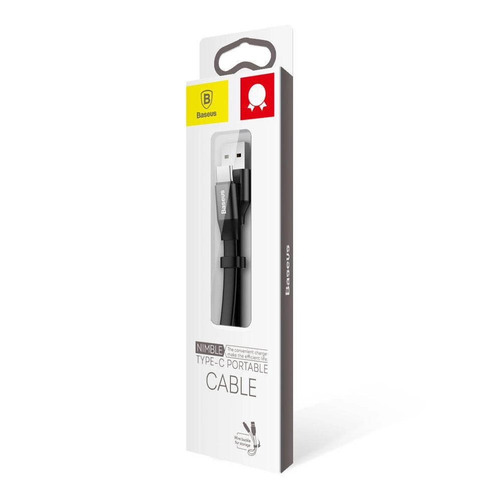 Baseus Nimble flad kabel USB / USB-C kabel med holder 2A 0.23M sort (CATMBJ-01)
