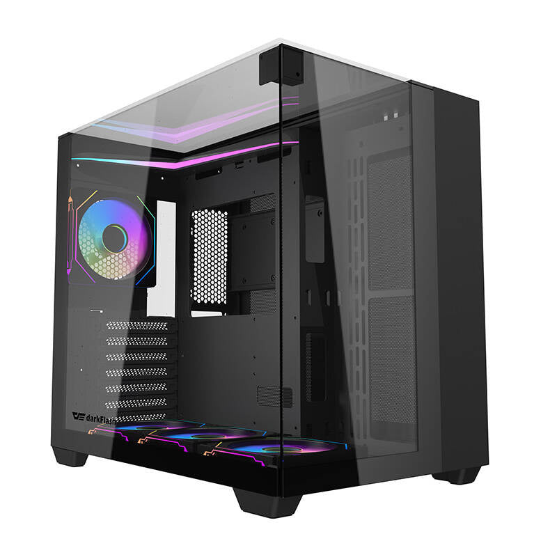 Darkflash TH285 computerkasse (sort) + 4 vifter