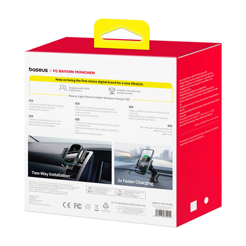 Baseus bilholder med 15W oplader (sort) Bayern udgave