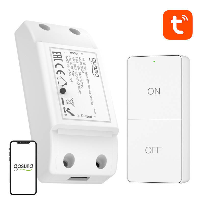 Gosund SW20 10A WiFi Smart Switch + Fjernbetjening, Tuya