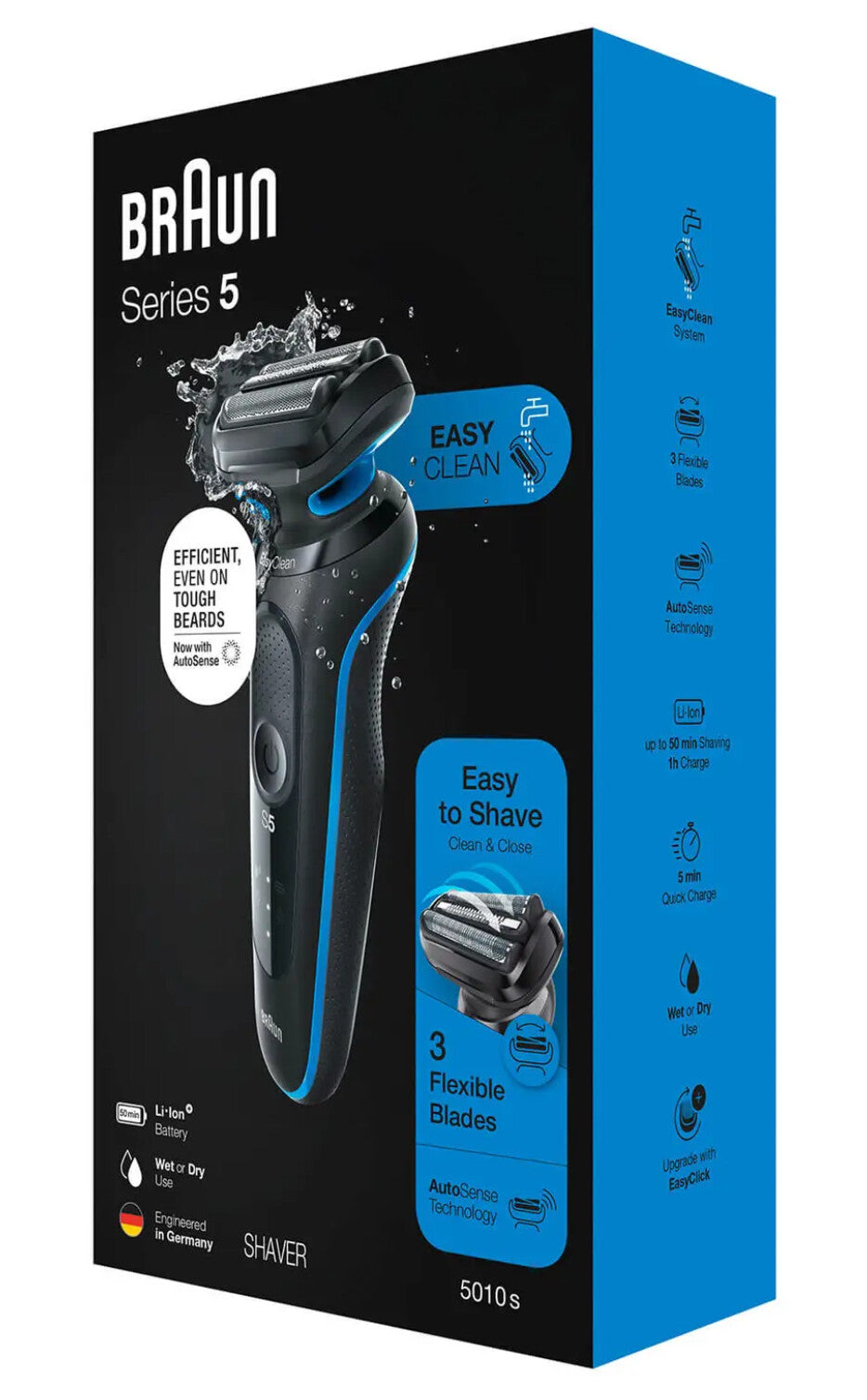 Braun 51-B1000s Folie shaver Sort, Blå