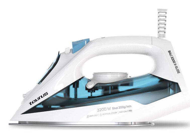 Taurus BALI 3200 X-SLIDE Tør & dampstrygejern Keramisk strygesål 3200 W Blå, Hvid